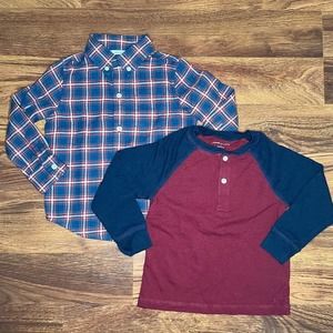 Janie and Jack Long Sleeve Raglan Shirt and Flannel Bundle Toddler Boy